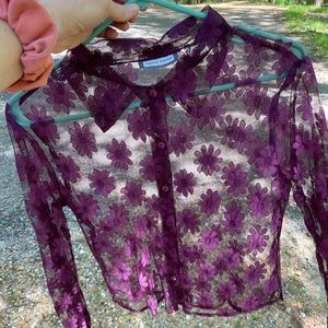 Aqua blues sheer daisy top